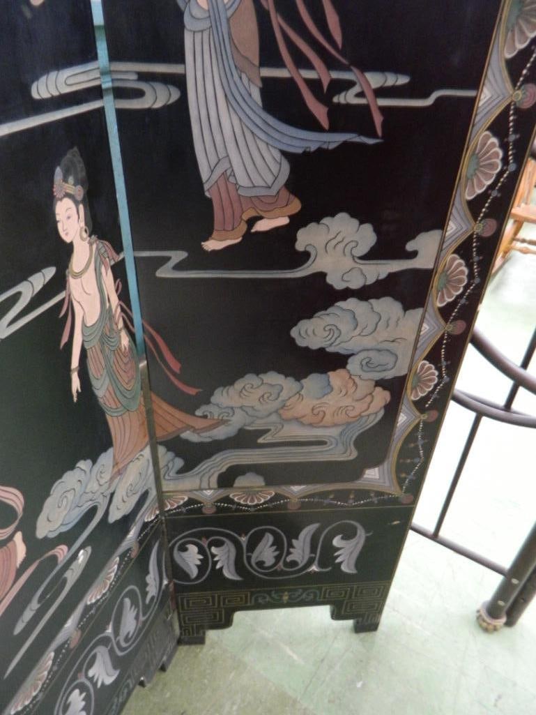 6 Panel Chinese Screen / Room Divider - Carved and Painted - 72" x 108" - 16