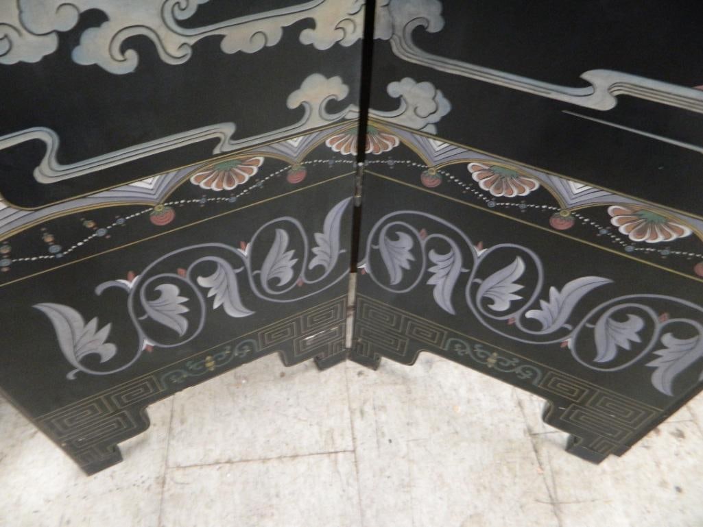 6 Panel Chinese Screen / Room Divider - Carved and Painted - 72" x 108" - 6