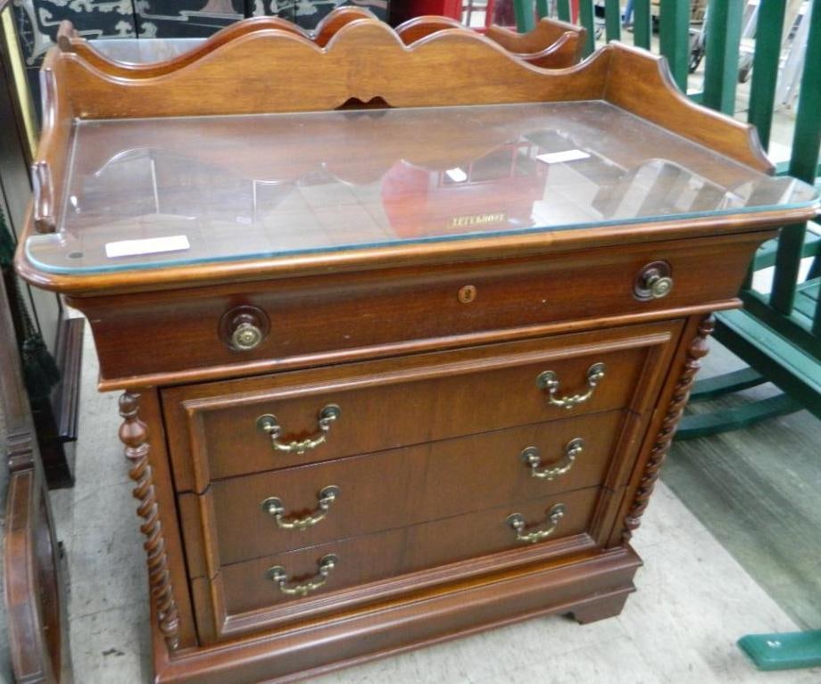 Lexington 4 Drawer Oversized Nightstand with Gallery - 36" x 34" x 18": See Photos For Condition and Details