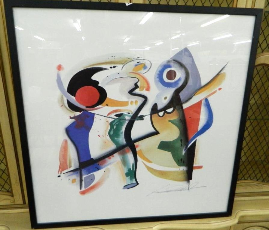 Framed Signed Alfred Gockel Print - Modern Abstract - 28.5" x 28.5": See Photos For Condition and Details