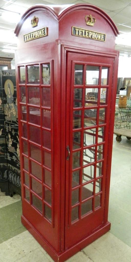Wood Reproduction of British Phone Booth - 90.5" x 28.5" x 29": See Photos For Condition and Details