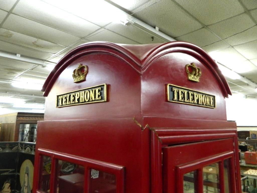 Wood Reproduction of British Phone Booth - 90.5" x 28.5" x 29" - 2