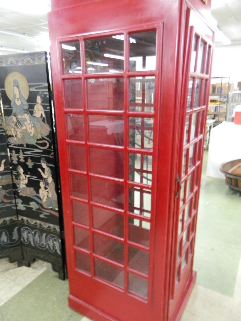 Wood Reproduction of British Phone Booth - 90.5" x 28.5" x 29" - 3