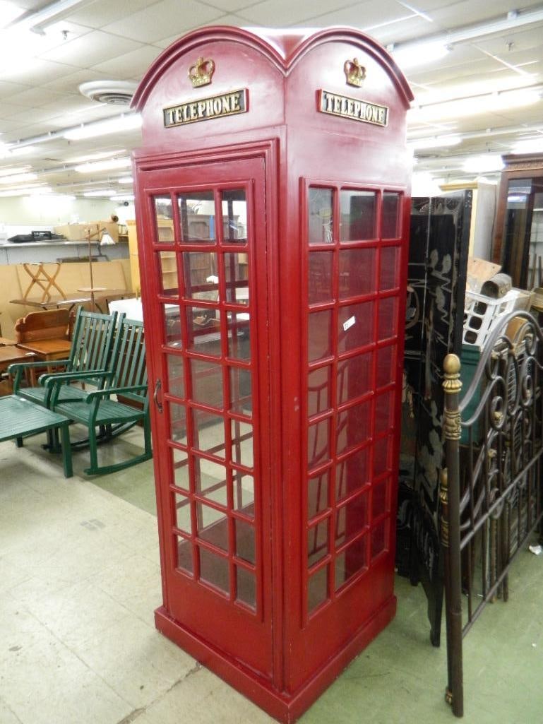 Wood Reproduction of British Phone Booth - 90.5" x 28.5" x 29" - 7