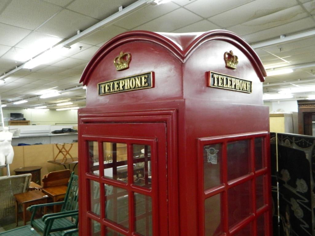 Wood Reproduction of British Phone Booth - 90.5" x 28.5" x 29" - 8