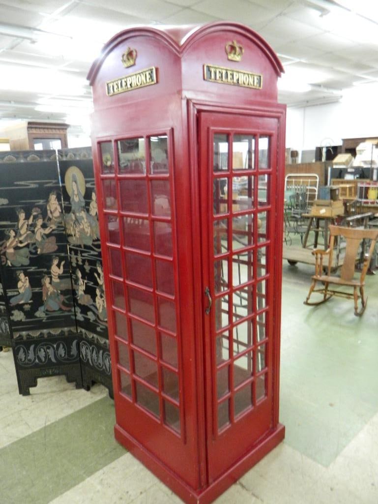 Wood Reproduction of British Phone Booth - 90.5" x 28.5" x 29" - 9