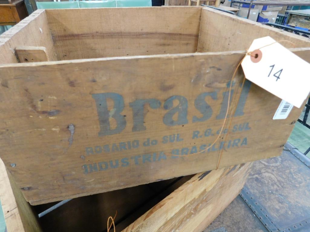 Pair of Wood Advertising Crates - Libby Corned Beef - Legal Tender Apples - 2