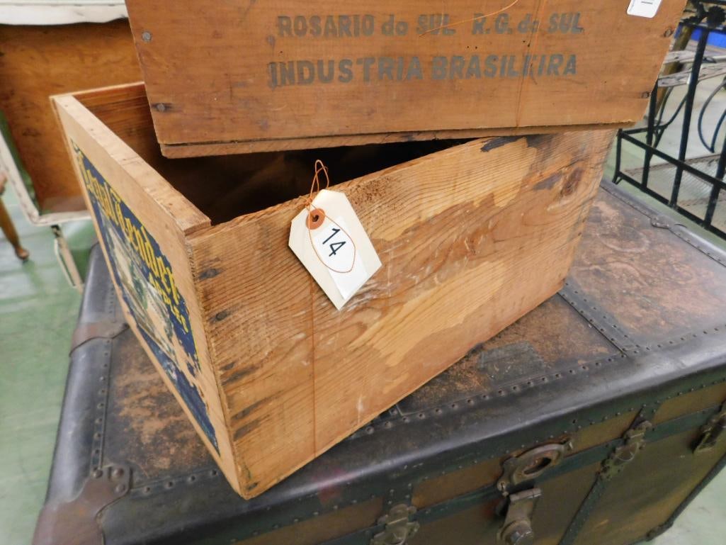 Pair of Wood Advertising Crates - Libby Corned Beef - Legal Tender Apples - 5
