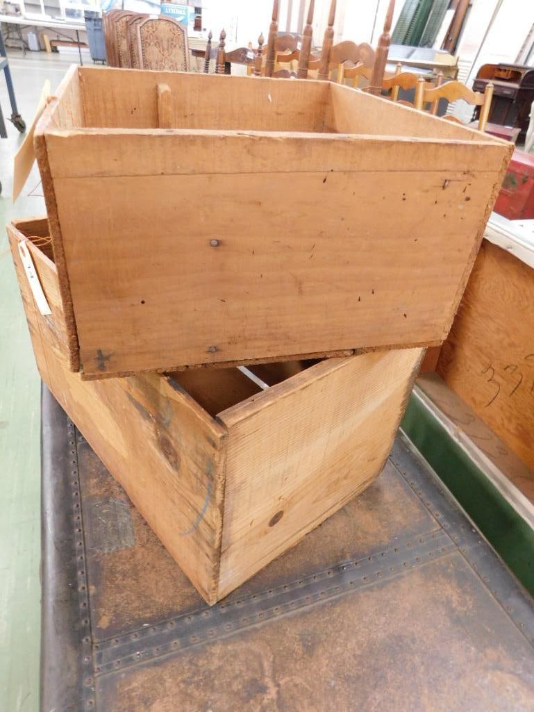 Pair of Wood Advertising Crates - Libby Corned Beef - Legal Tender Apples - 6