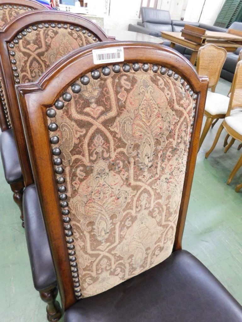 Group of Six Leather and Upholstered Dining Chairs - All Sides - Each 44" x 22" x 26" - 3