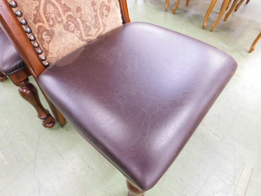 Group of Six Leather and Upholstered Dining Chairs - All Sides - Each 44" x 22" x 26" - 5