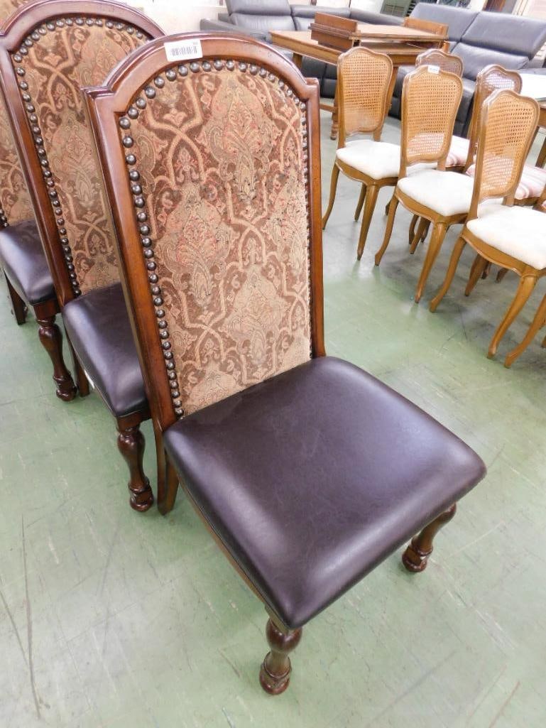Group of Six Leather and Upholstered Dining Chairs - All Sides - Each 44" x 22" x 26" - 7