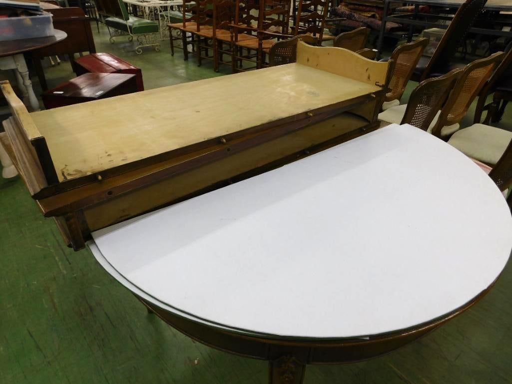 French Round Dining Table with 3 Leaves and Pads - 30" x 46" - Leaves 18" Each - 10