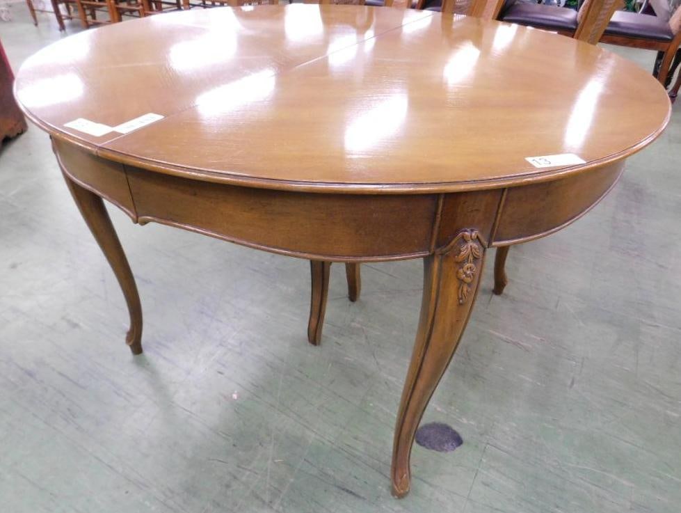 French Round Dining Table with 3 Leaves and Pads - 30" x 46" - Leaves 18" Each: See Photos For Condition and Details