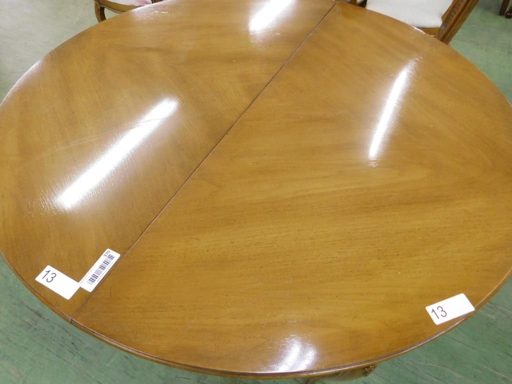French Round Dining Table with 3 Leaves and Pads - 30" x 46" - Leaves 18" Each - 2