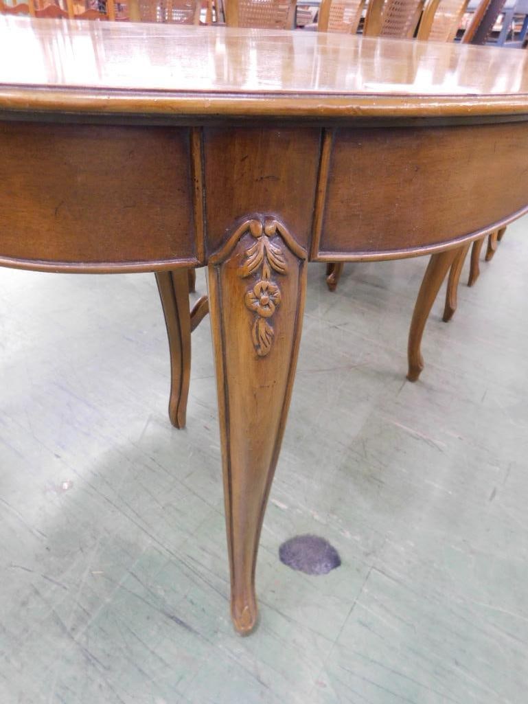 French Round Dining Table with 3 Leaves and Pads - 30" x 46" - Leaves 18" Each - 3