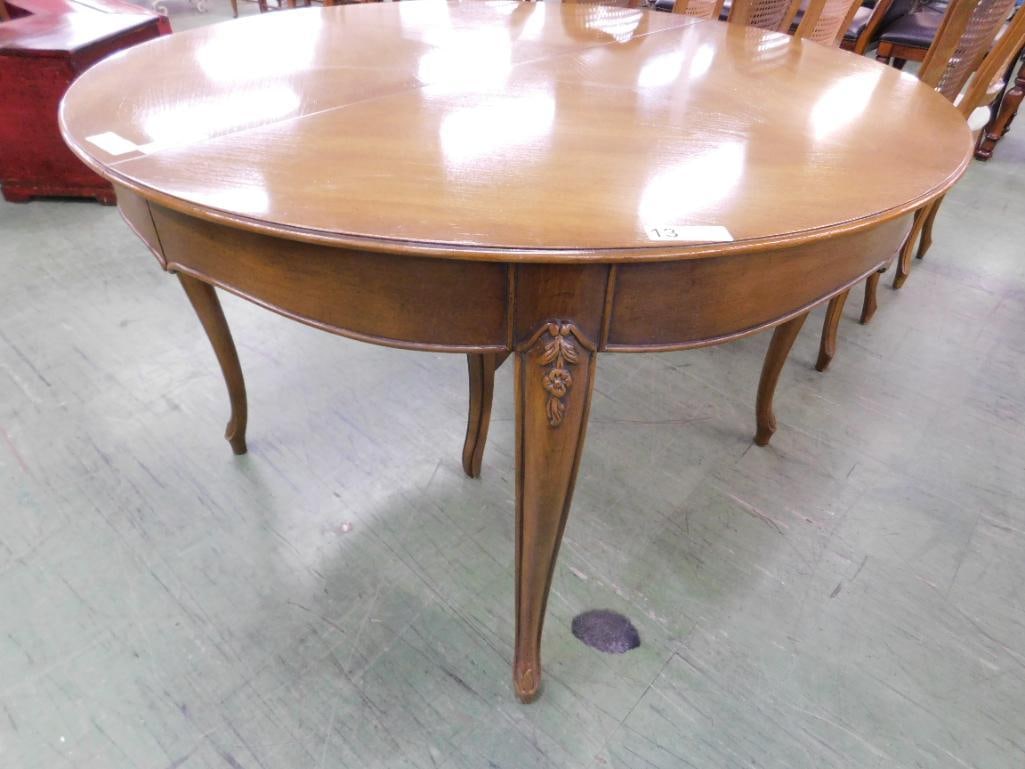 French Round Dining Table with 3 Leaves and Pads - 30" x 46" - Leaves 18" Each - 7