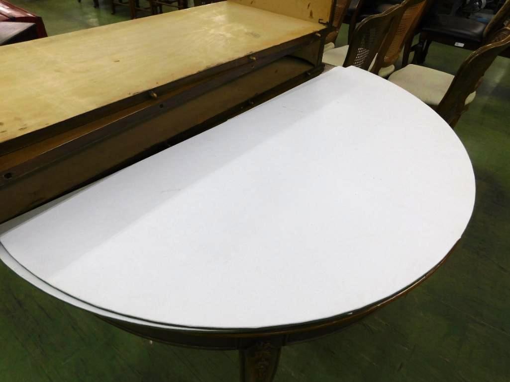 French Round Dining Table with 3 Leaves and Pads - 30" x 46" - Leaves 18" Each - 9