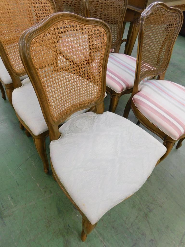 8 Dining Chairs with Upholstered Seats and Caned Backs - Each 36.5" x 20" x 18.5" - 2