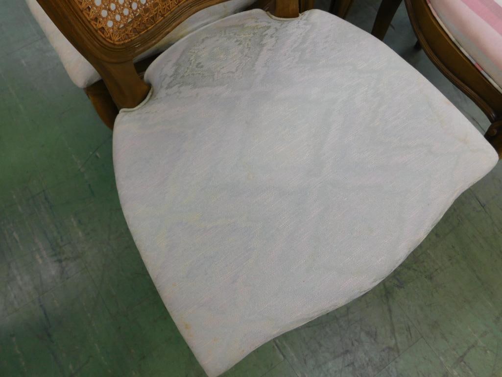 8 Dining Chairs with Upholstered Seats and Caned Backs - Each 36.5" x 20" x 18.5" - 4