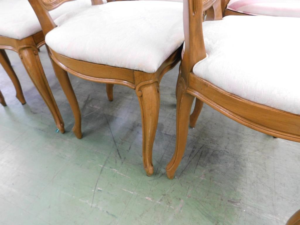 8 Dining Chairs with Upholstered Seats and Caned Backs - Each 36.5" x 20" x 18.5" - 6