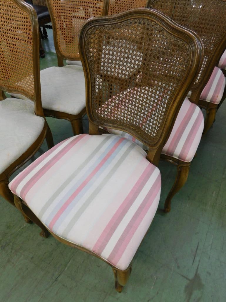 8 Dining Chairs with Upholstered Seats and Caned Backs - Each 36.5" x 20" x 18.5" - 7
