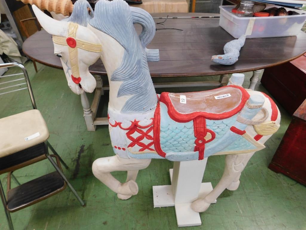 Modern Wood Merry Go Round Horse "Unicorn" - Tail Separate - 47" x 42" x 16" - 11