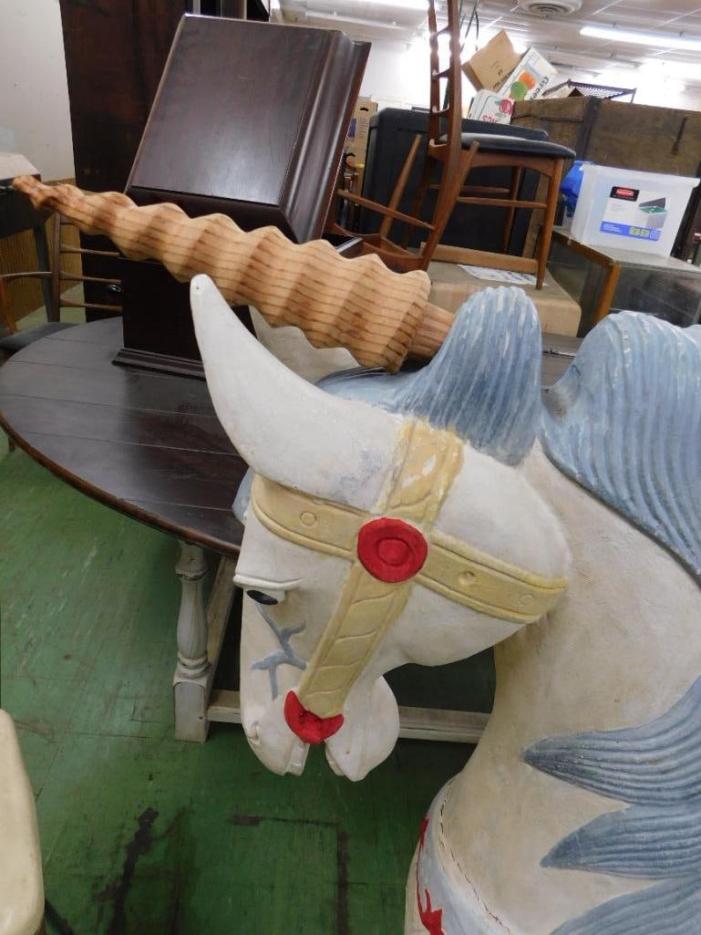 Modern Wood Merry Go Round Horse "Unicorn" - Tail Separate - 47" x 42" x 16" - 2
