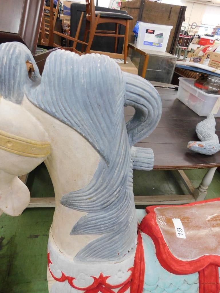 Modern Wood Merry Go Round Horse "Unicorn" - Tail Separate - 47" x 42" x 16" - 3