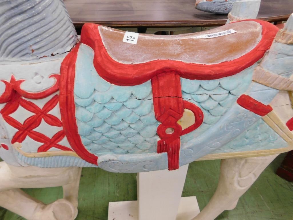 Modern Wood Merry Go Round Horse "Unicorn" - Tail Separate - 47" x 42" x 16" - 7