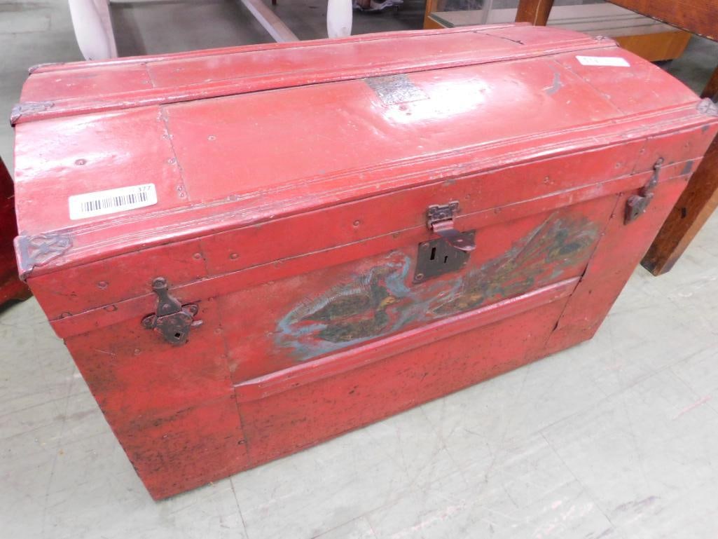 Metal Dome Top Trunk with "Duck" Lining - 19" x 30.5" x 16" - 4