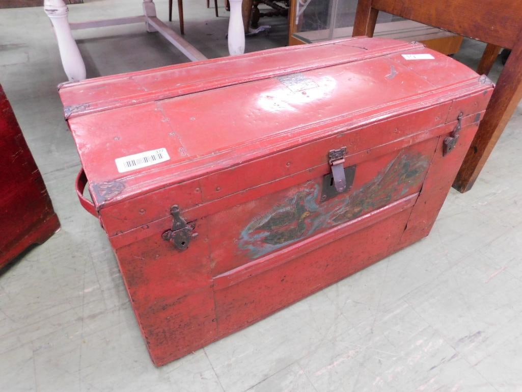 Metal Dome Top Trunk with "Duck" Lining - 19" x 30.5" x 16" - 8