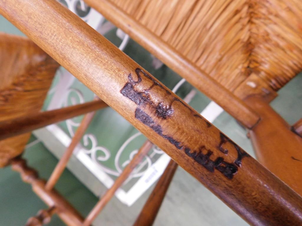 Group of 6 Stickley Cherry Ladder Back Dining Chairs - Rush Seats - 2 Arm - 4 Side - 10
