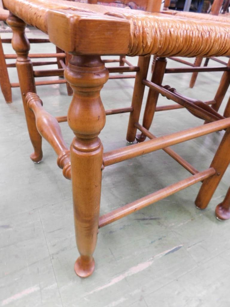 Group of 6 Stickley Cherry Ladder Back Dining Chairs - Rush Seats - 2 Arm - 4 Side - 5