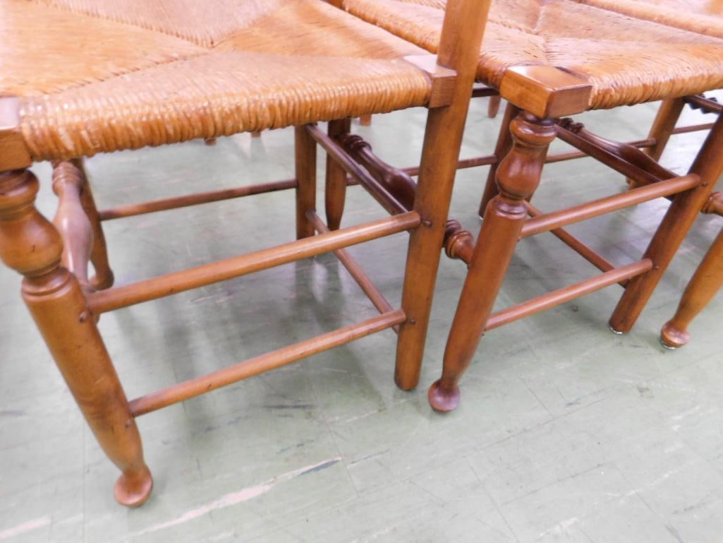 Group of 6 Stickley Cherry Ladder Back Dining Chairs - Rush Seats - 2 Arm - 4 Side - 6