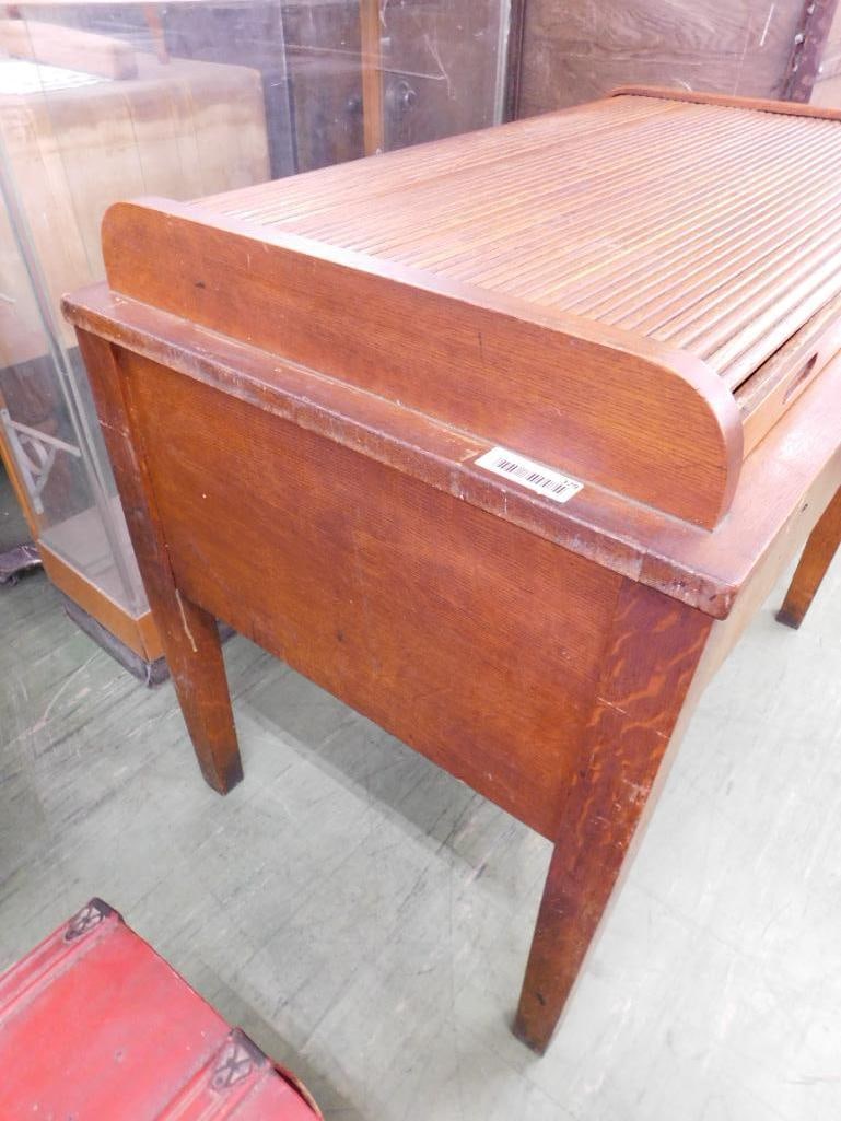 Vintage Roll Top School Desk - 35" x 40.5" x 25.5" - 3