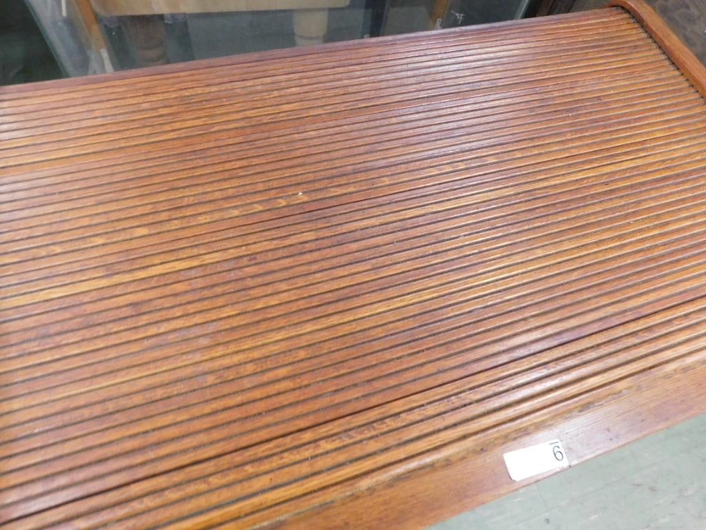 Vintage Roll Top School Desk - 35" x 40.5" x 25.5" - 4