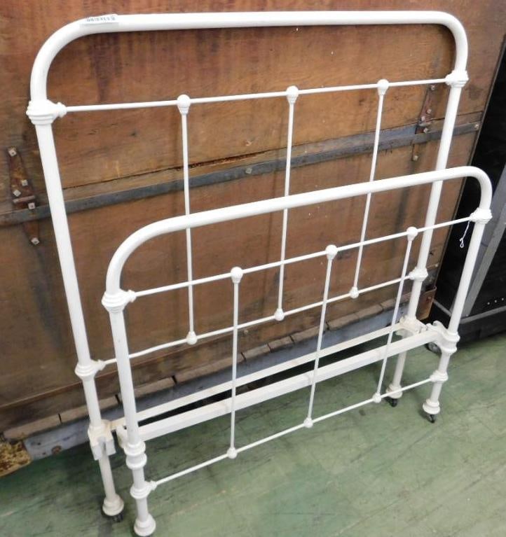 Painted Iron Bed - No Rails - Single - 49.5" Tall: See Photos For Condition and Details