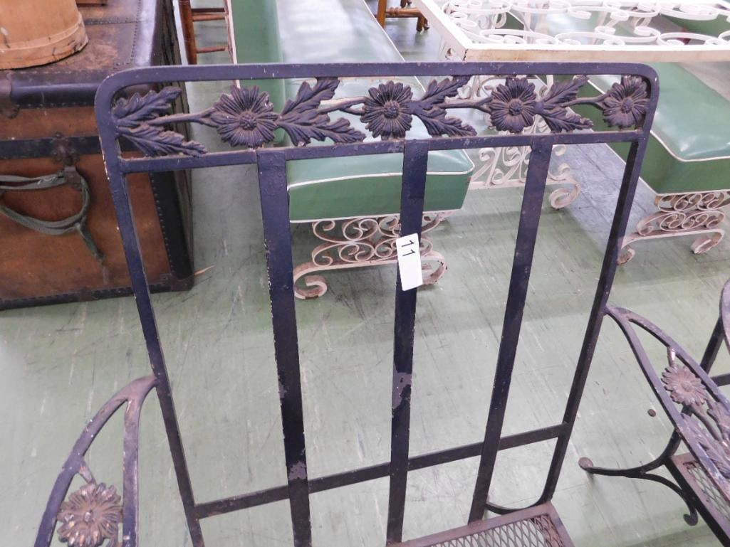 Pair of Wrought Iron Patio Arm Chairs - No Cushions - Each 35" x 31" x 31" - 3