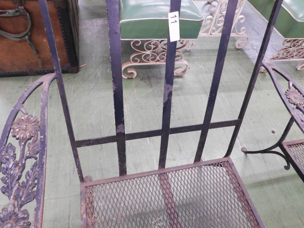 Pair of Wrought Iron Patio Arm Chairs - No Cushions - Each 35" x 31" x 31" - 4