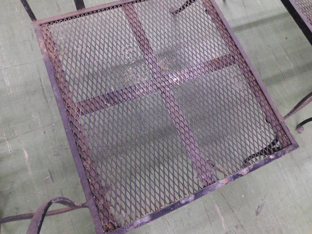 Pair of Wrought Iron Patio Arm Chairs - No Cushions - Each 35" x 31" x 31" - 5