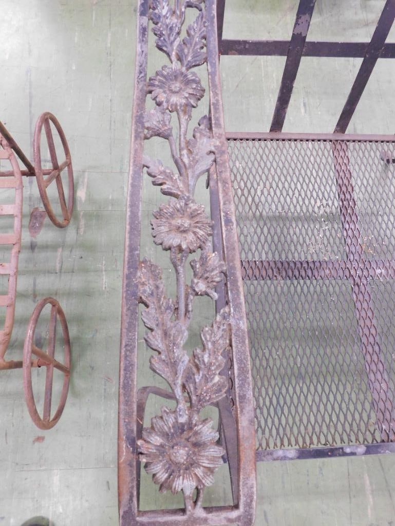 Pair of Wrought Iron Patio Arm Chairs - No Cushions - Each 35" x 31" x 31" - 6