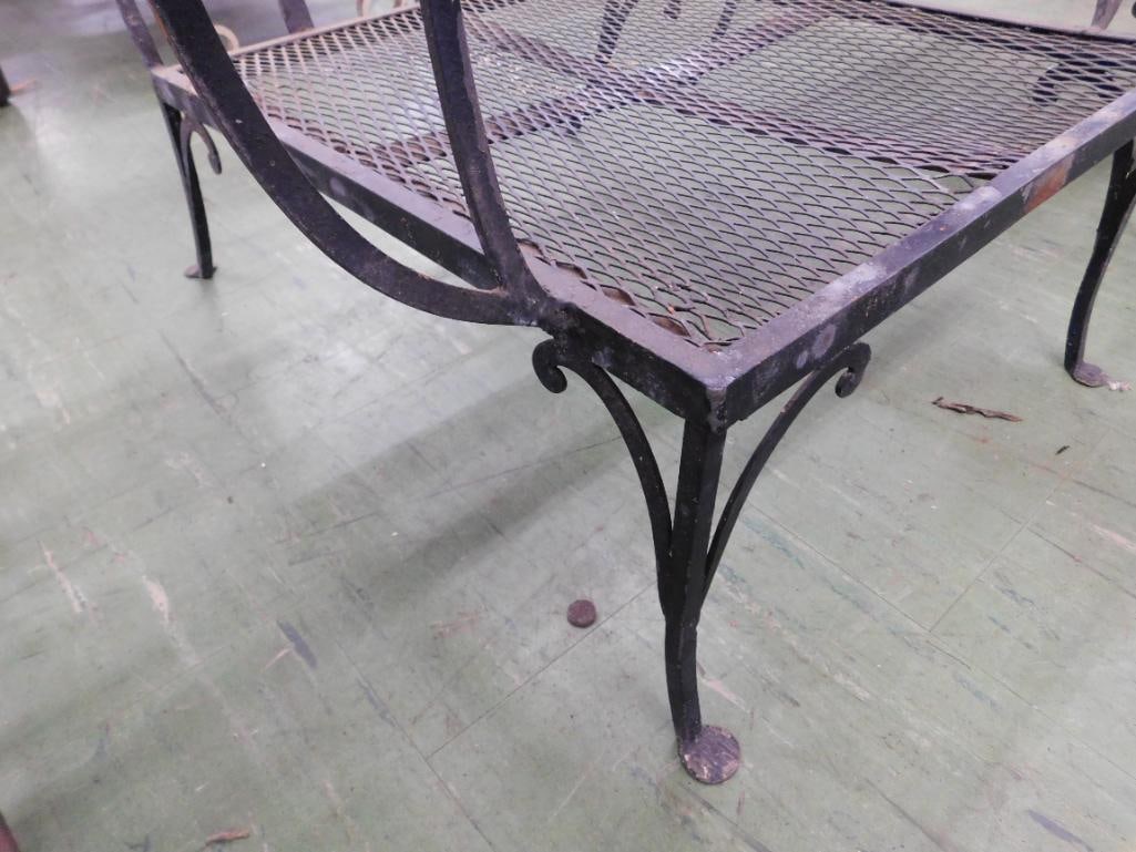 Pair of Wrought Iron Patio Arm Chairs - No Cushions - Each 35" x 31" x 31" - 7