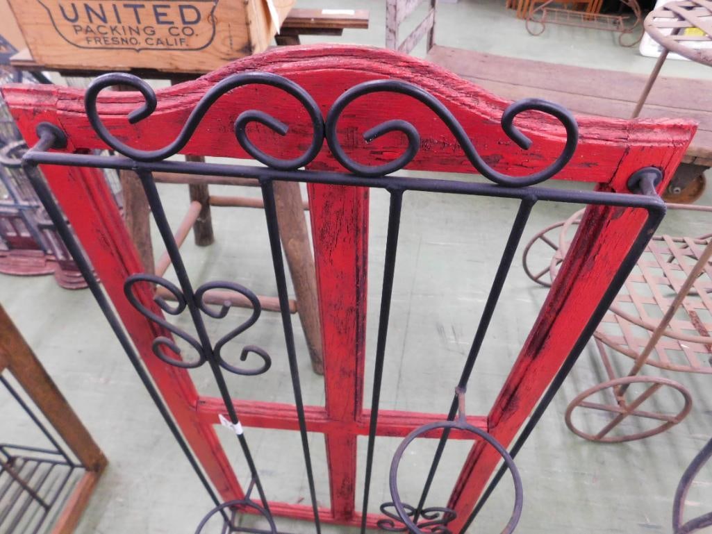 Modern Red Painted Wall Hung Plant Holder - 38" x 19" x 8" - 2