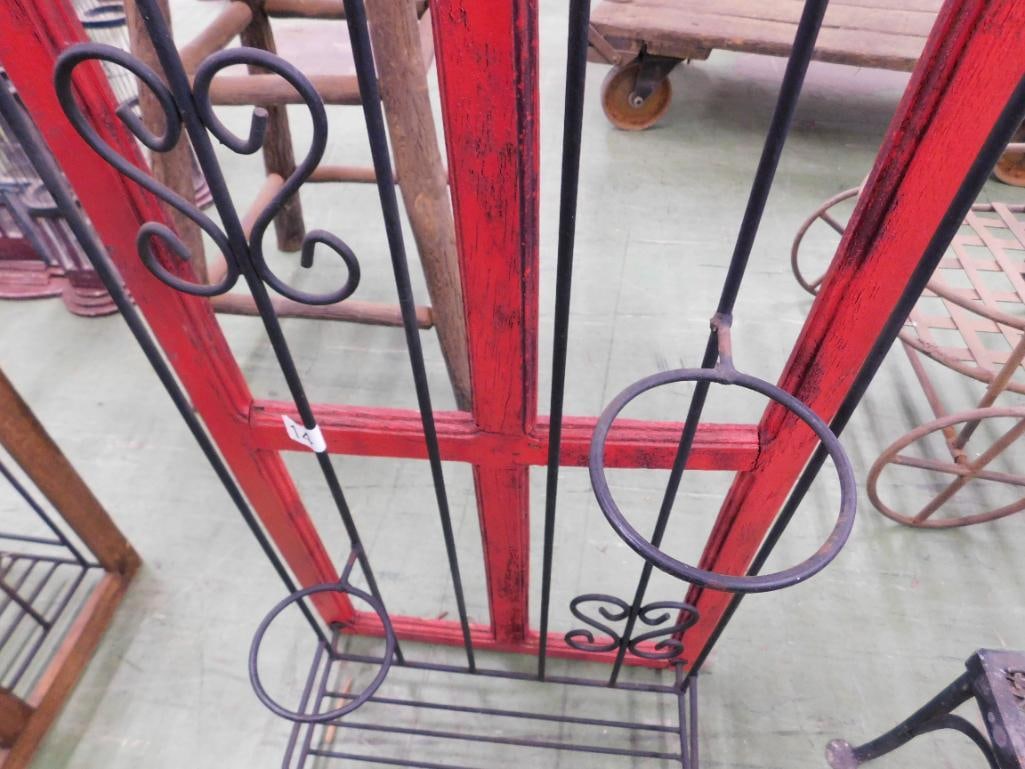 Modern Red Painted Wall Hung Plant Holder - 38" x 19" x 8" - 3