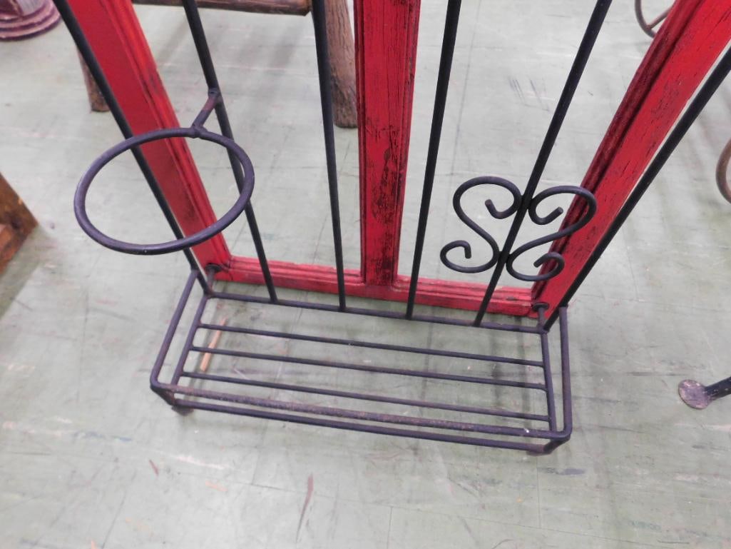 Modern Red Painted Wall Hung Plant Holder - 38" x 19" x 8" - 4