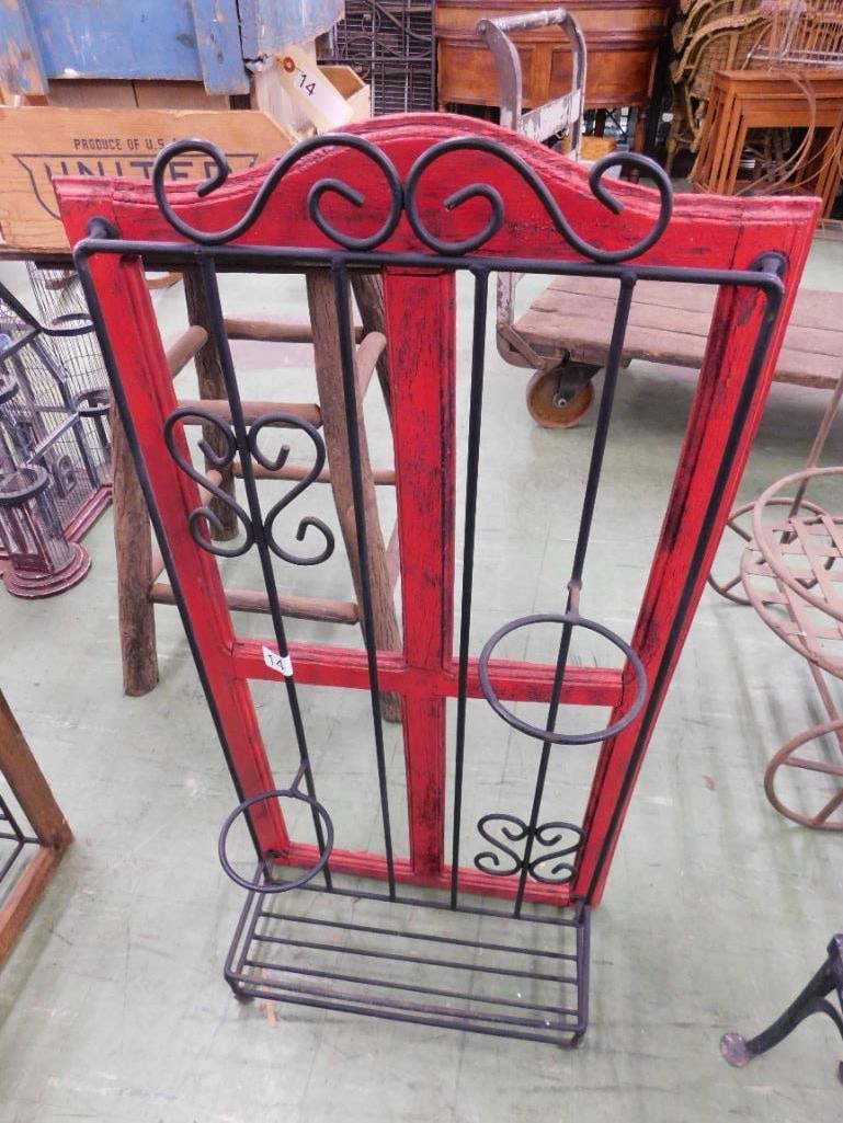 Modern Red Painted Wall Hung Plant Holder - 38" x 19" x 8" - 7