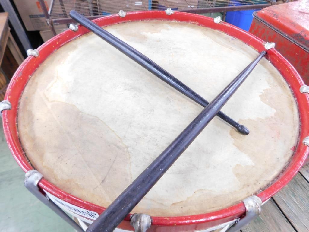 Vintage Drum with Drum Sticks - "Constitution" - 16" x 18.5" - 2