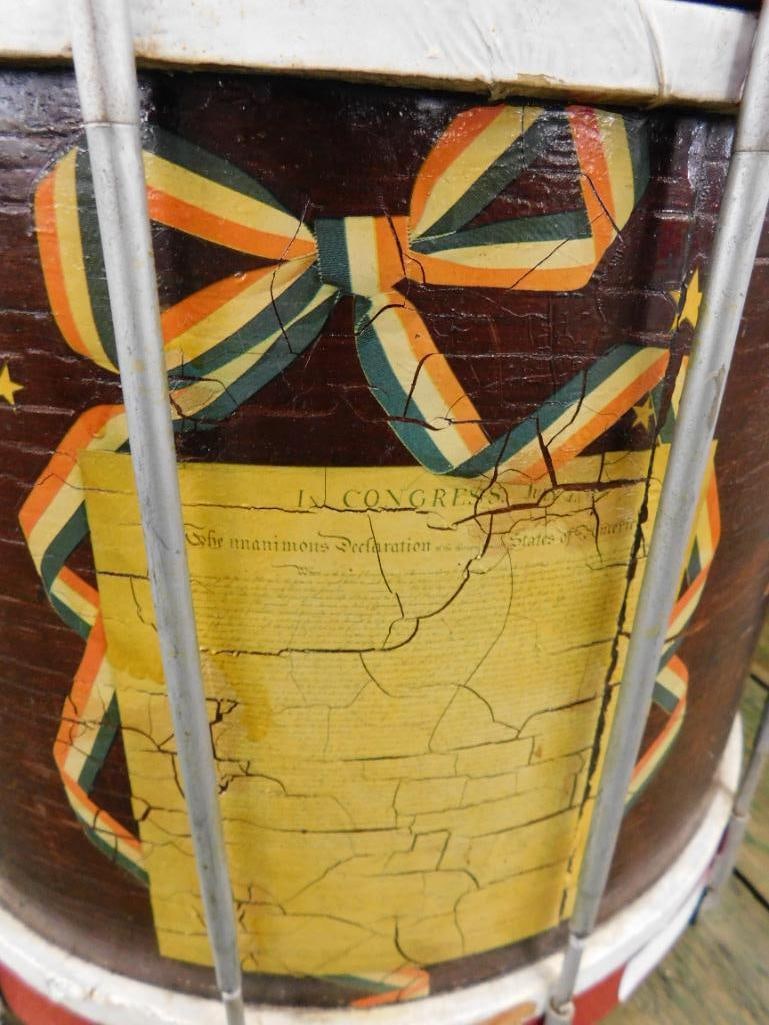 Vintage Drum with Drum Sticks - "Constitution" - 16" x 18.5" - 3