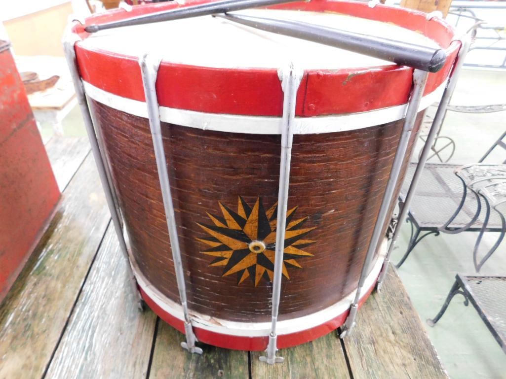 Vintage Drum with Drum Sticks - "Constitution" - 16" x 18.5" - 6